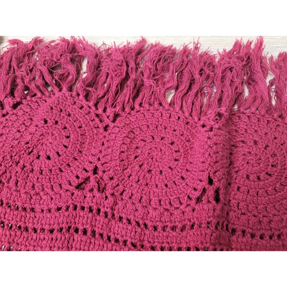 Nine West‎ American Vintage Crochet Fringe Tunic Top Sweater Size M Burgundy - Picture 10 of 10